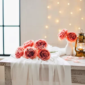 FL Large Peony Maroon with Peach