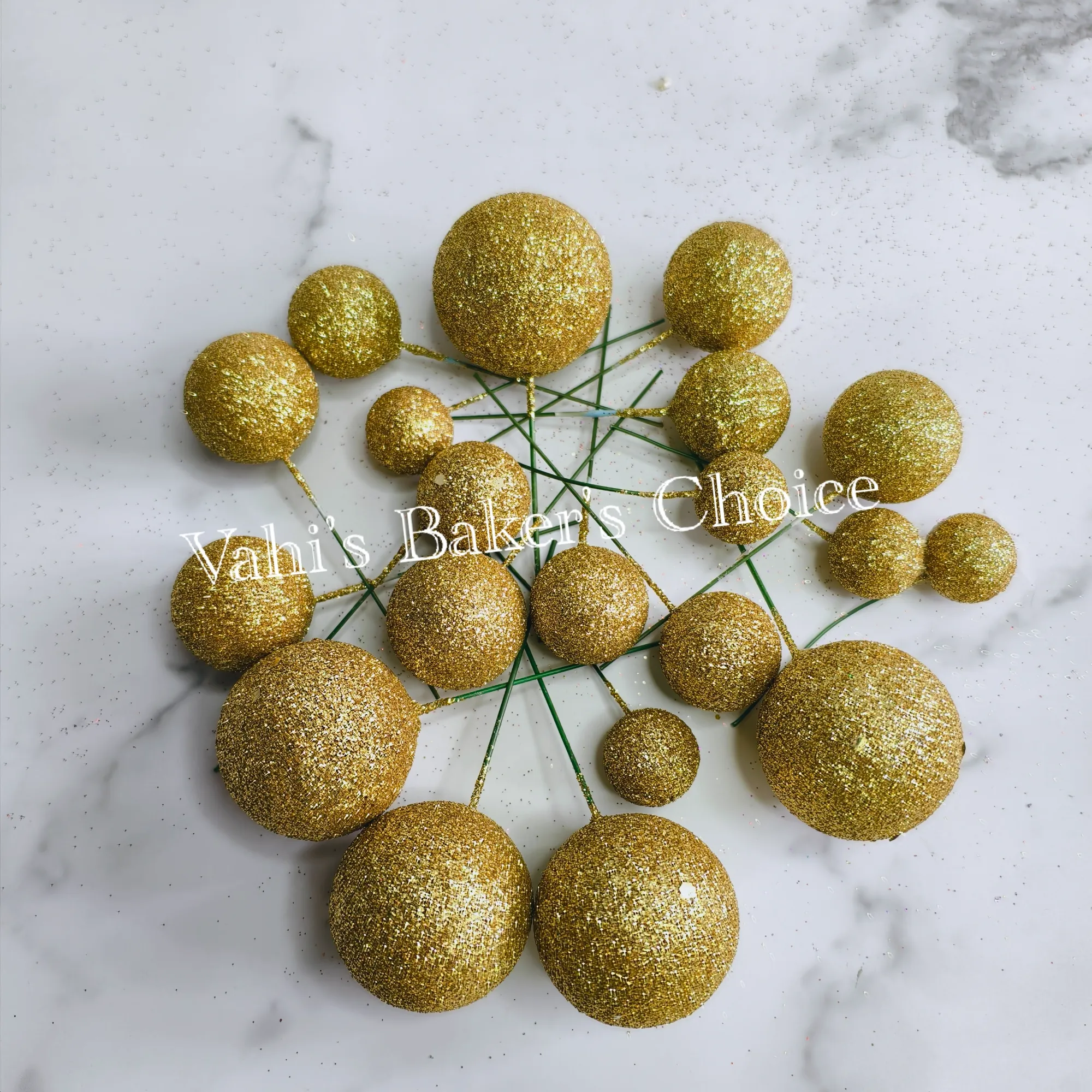 Faux Balls Gold Glitter