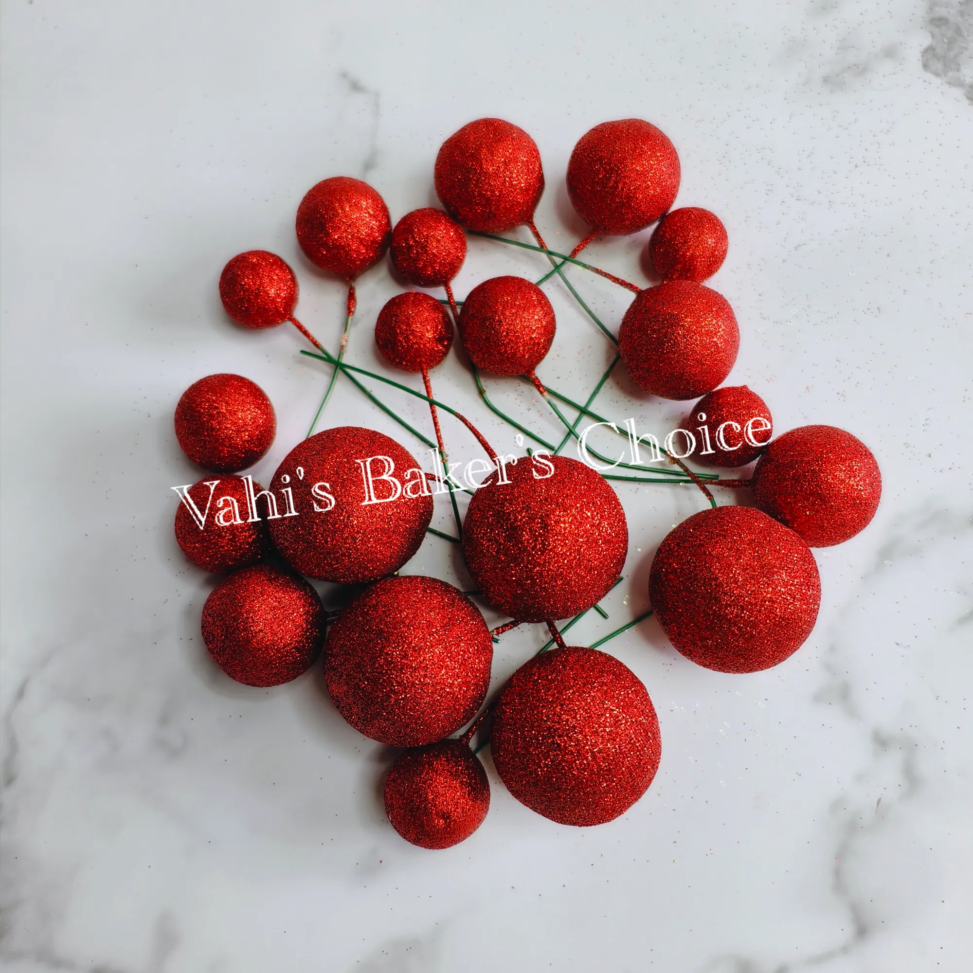 Faux Balls Red Glitter