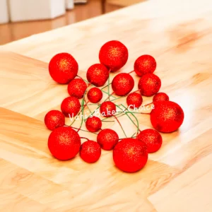 Faux Balls Red Glitter