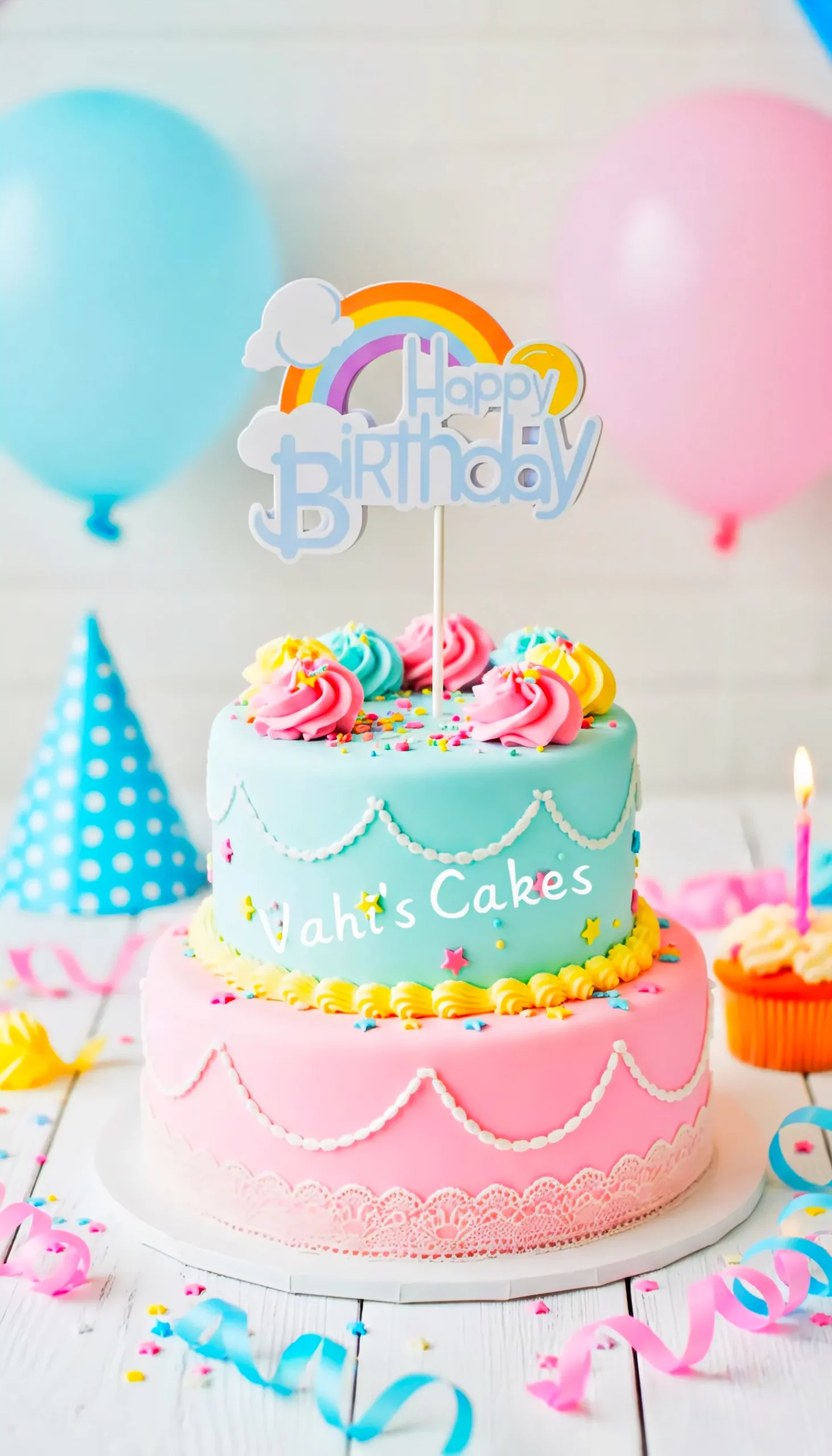 HBD Rainbow paper topper