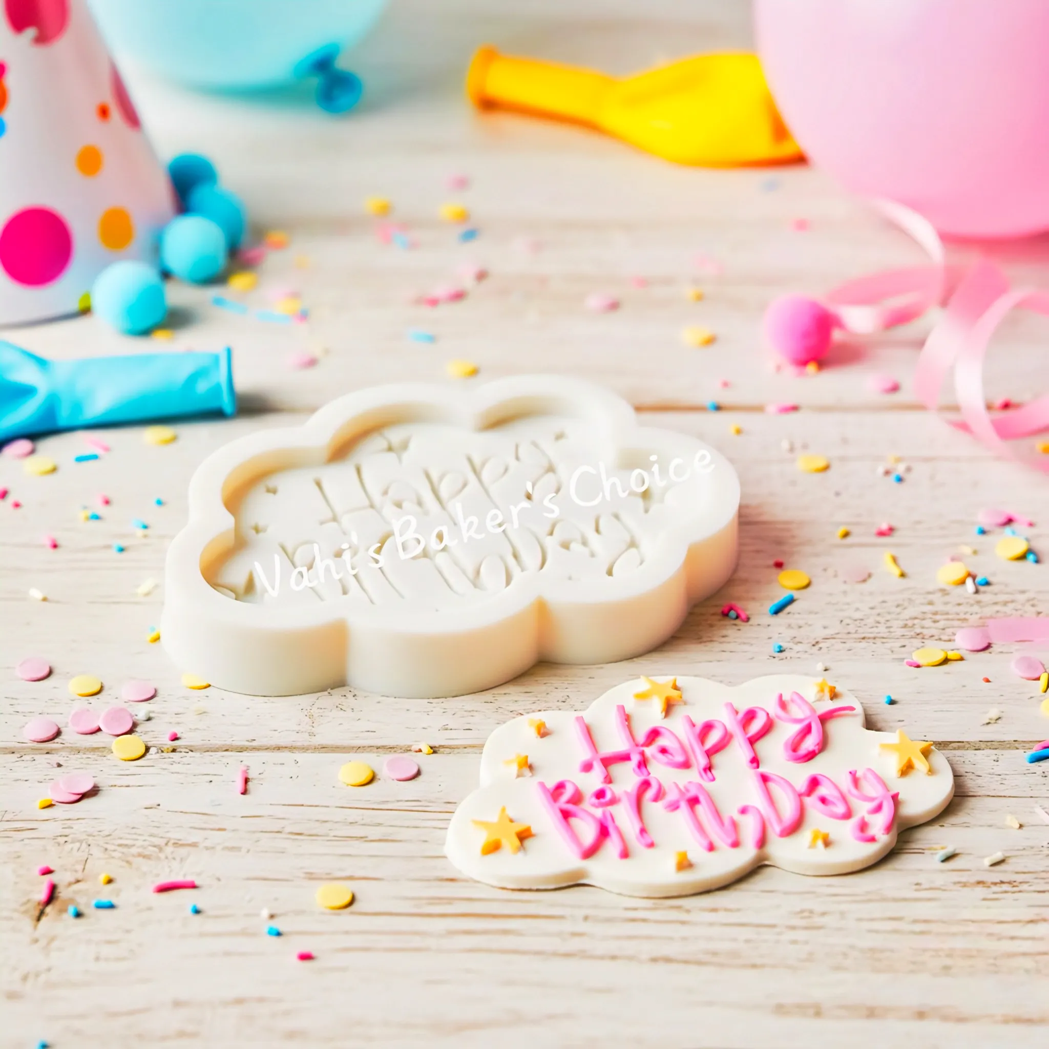 Happy Birthday Cloud Silicone Mould