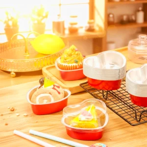 Heart foil Baking cup with lid