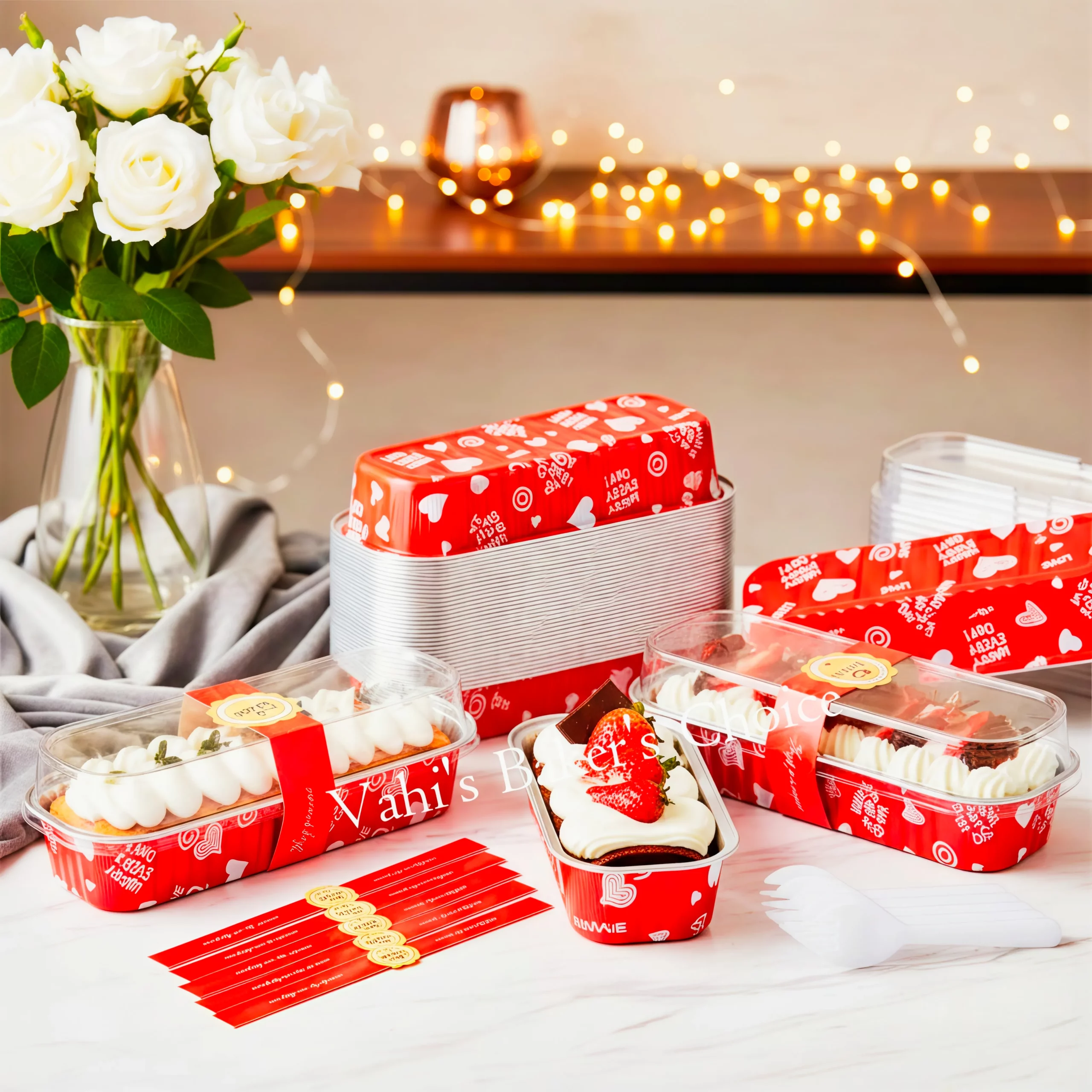 Rectangle Christmas Foil Baking Cup With Lid
