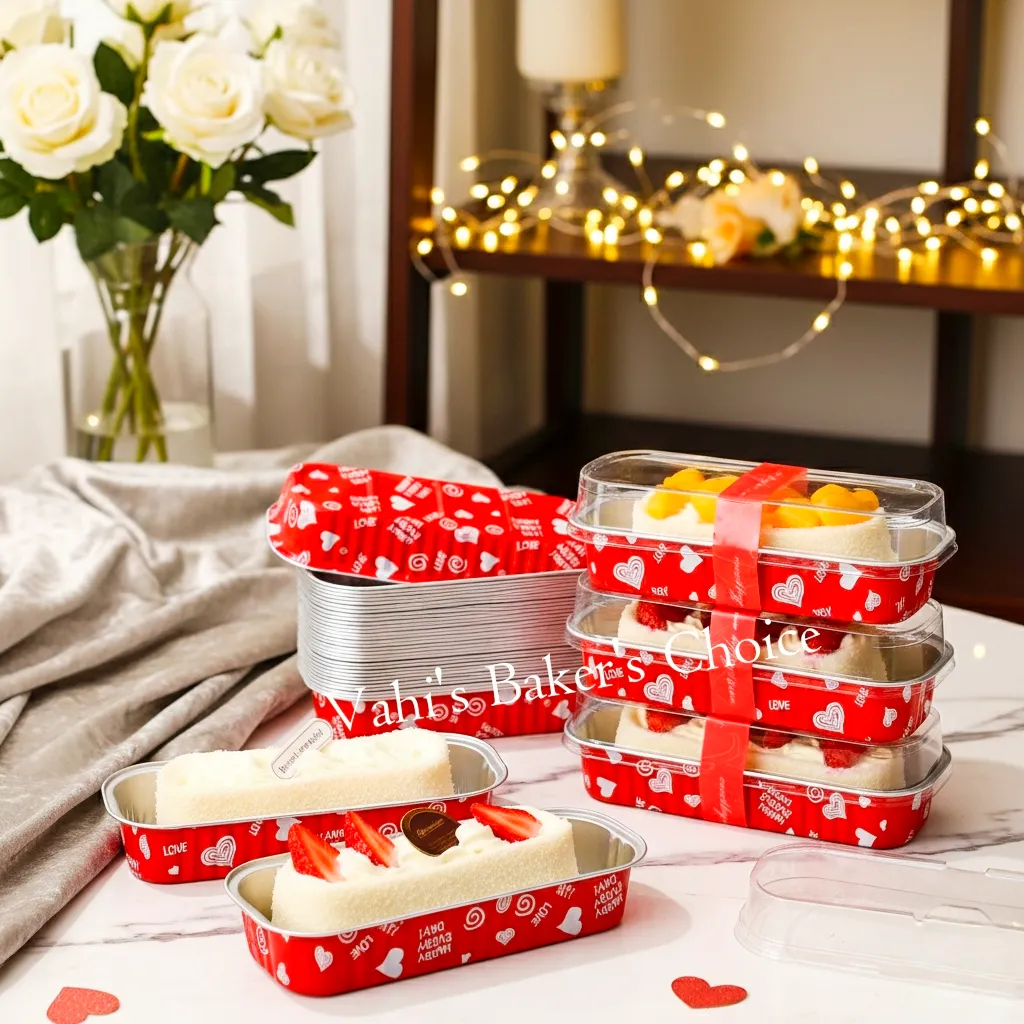 Rectangle Christmas Foil Baking Cup With Lid