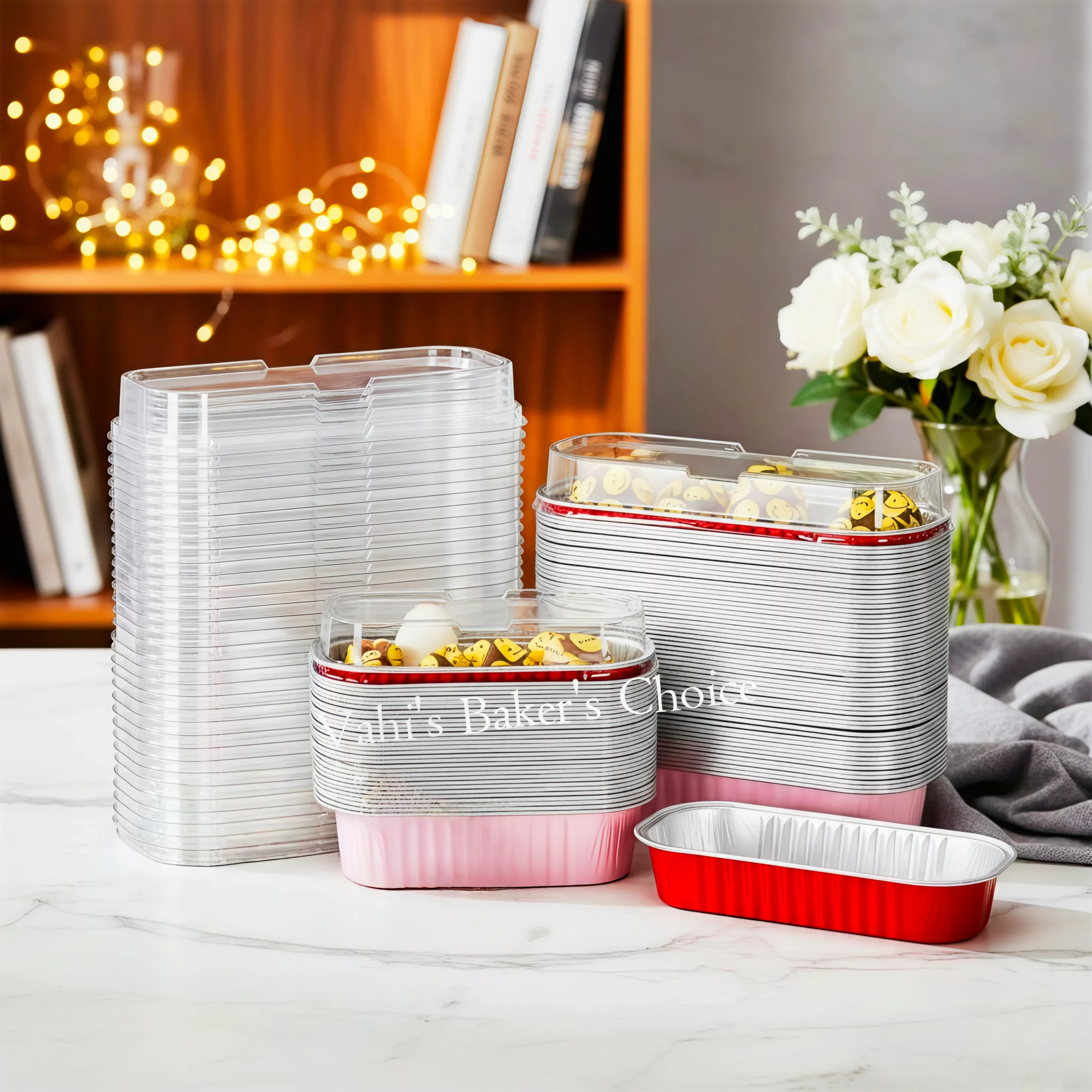 Rectangle Foil Baking Cup With Lid