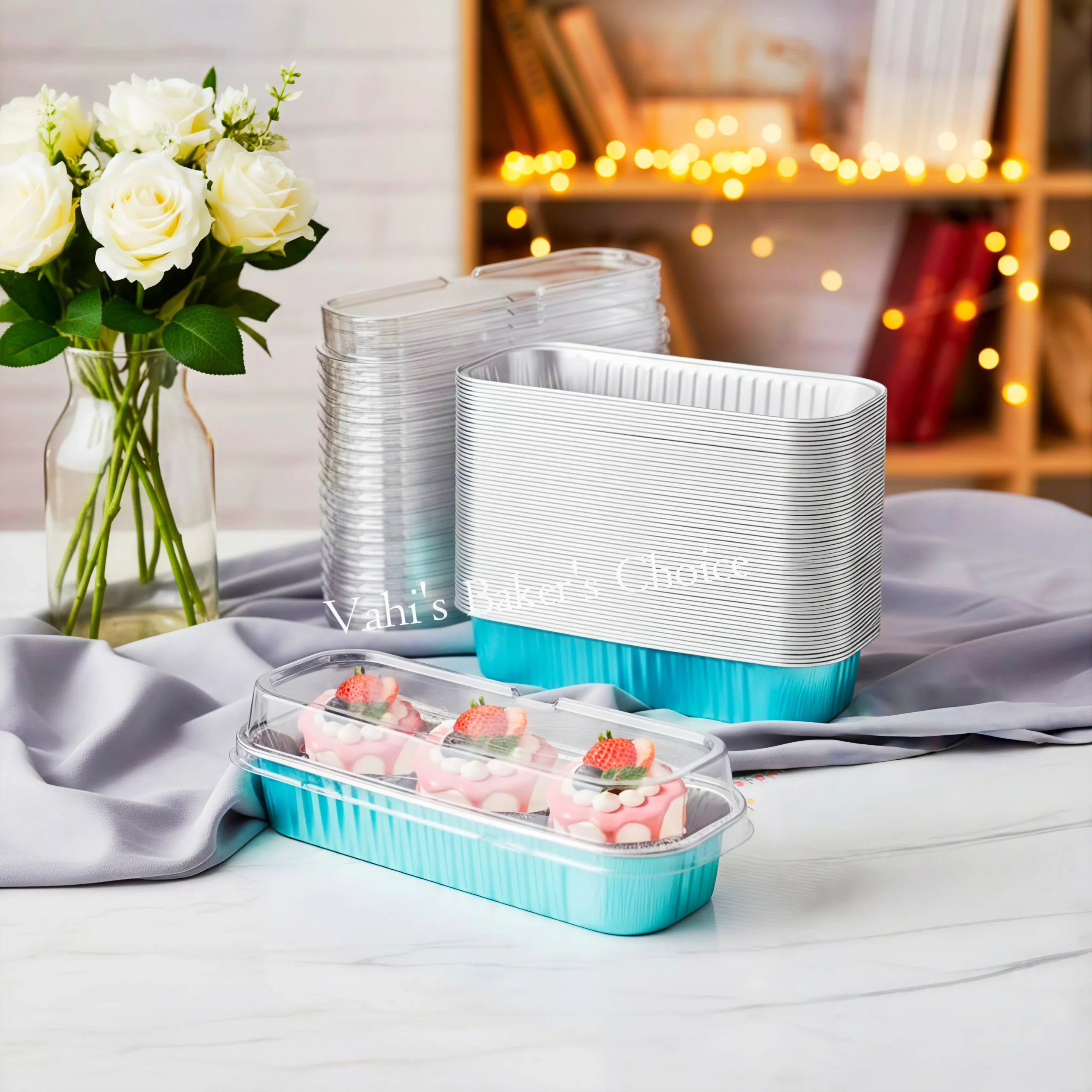 Rectangle Foil Baking Cup With Lid