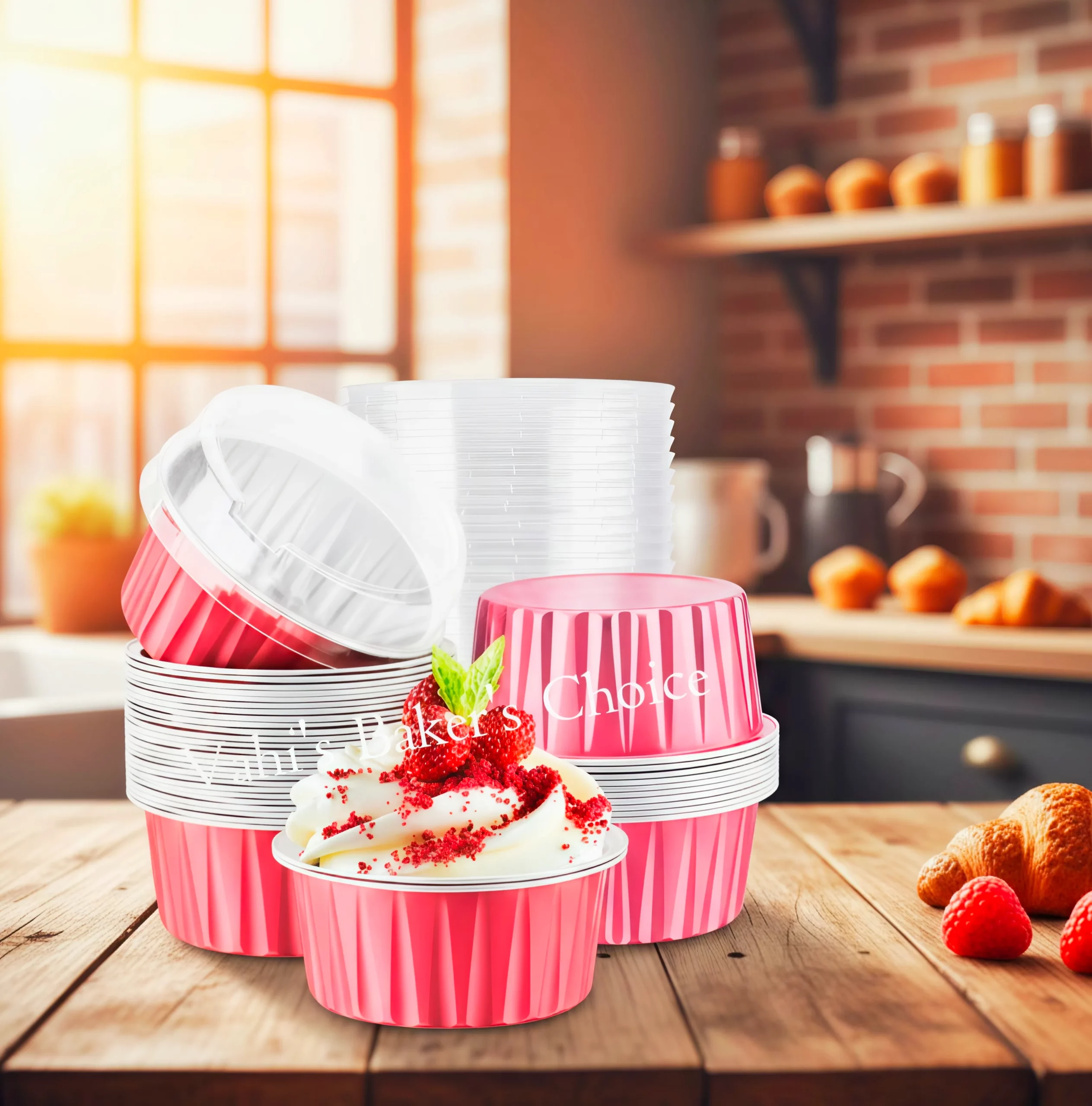 Round Foil Baking Cup With Lid