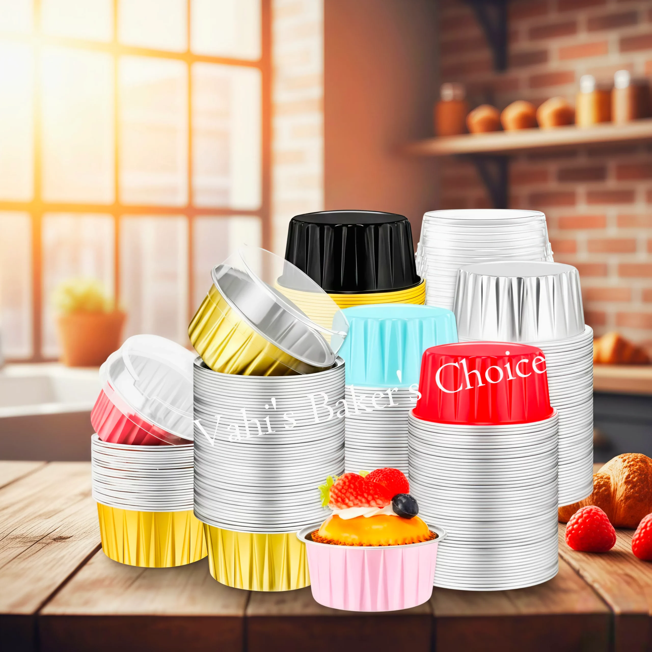 Round Foil Baking Cup With Lid