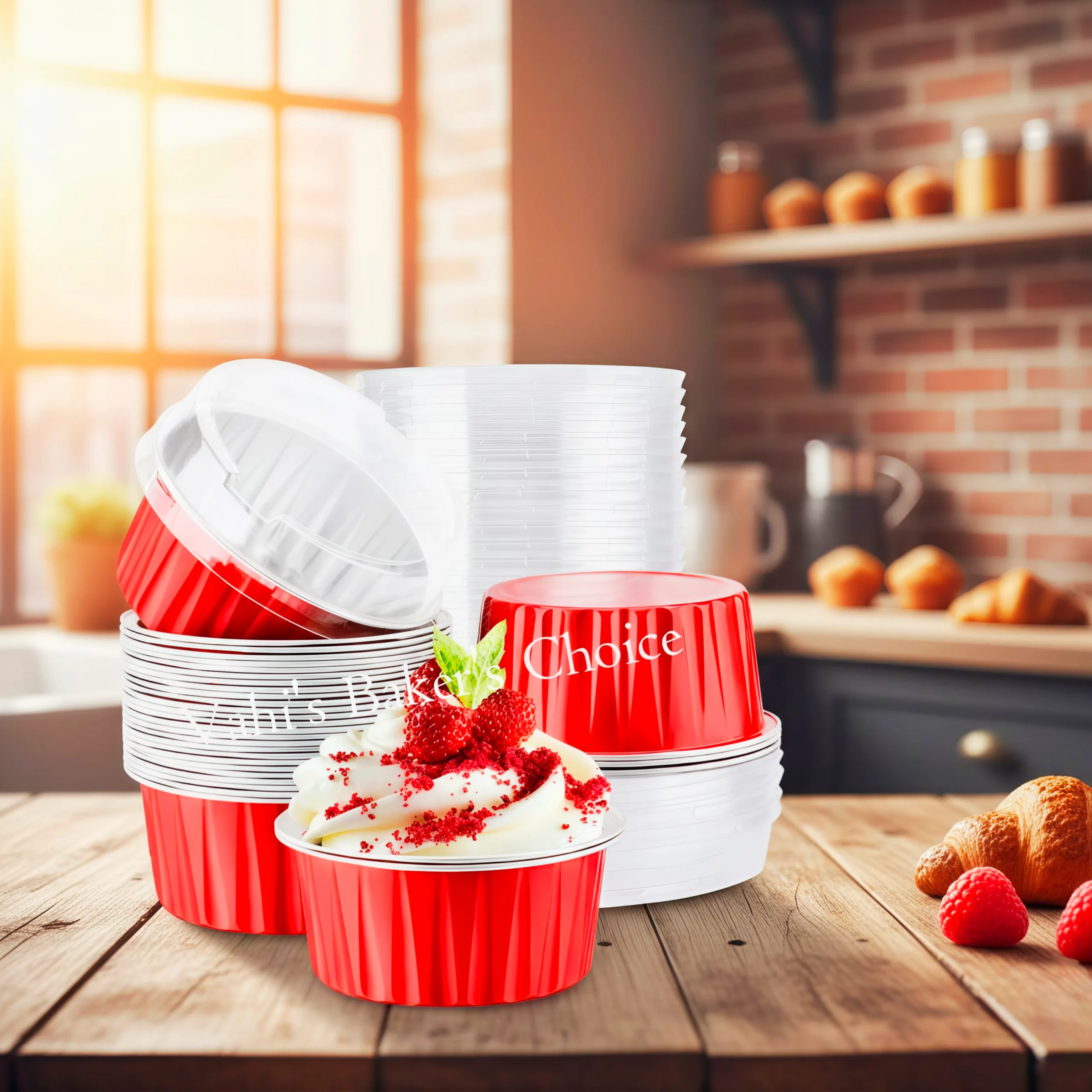 Round Foil Baking Cup With Lid