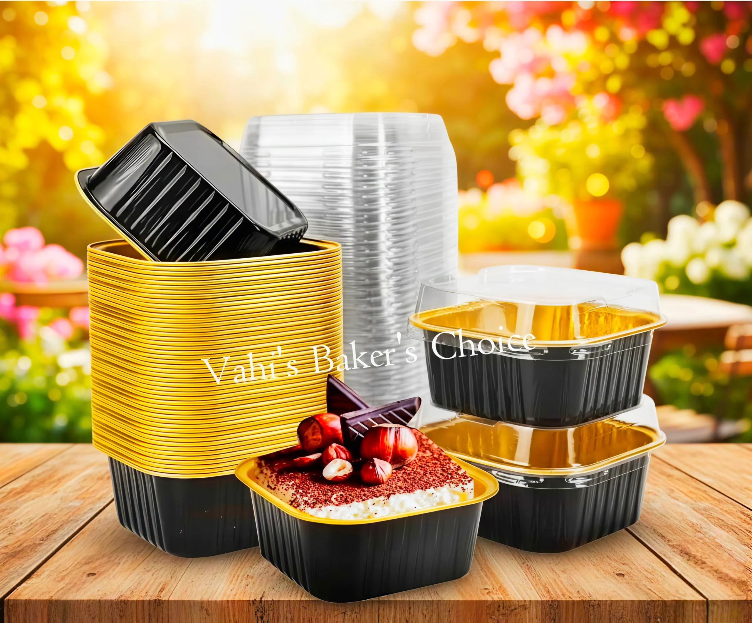 Square Foil Baking Cup With Lid Alu
