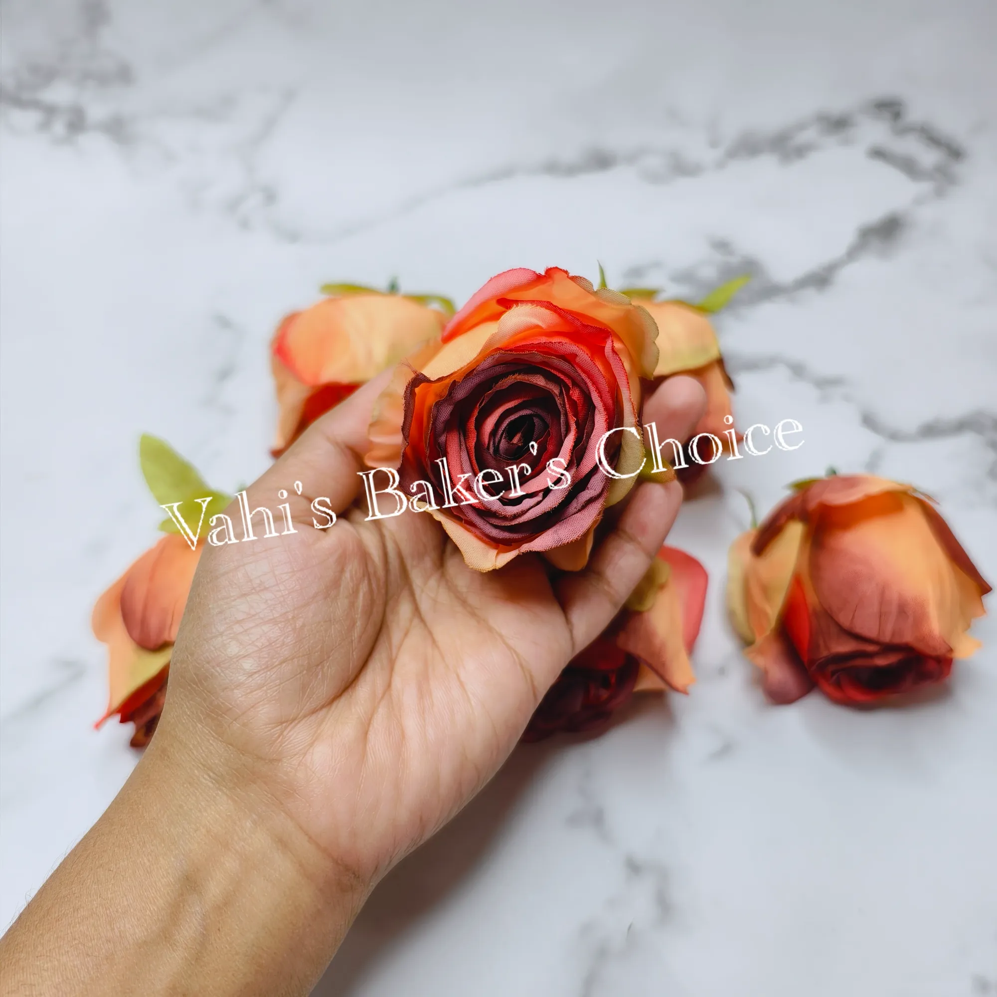 FL 6 cm Peach Brown Rose Head