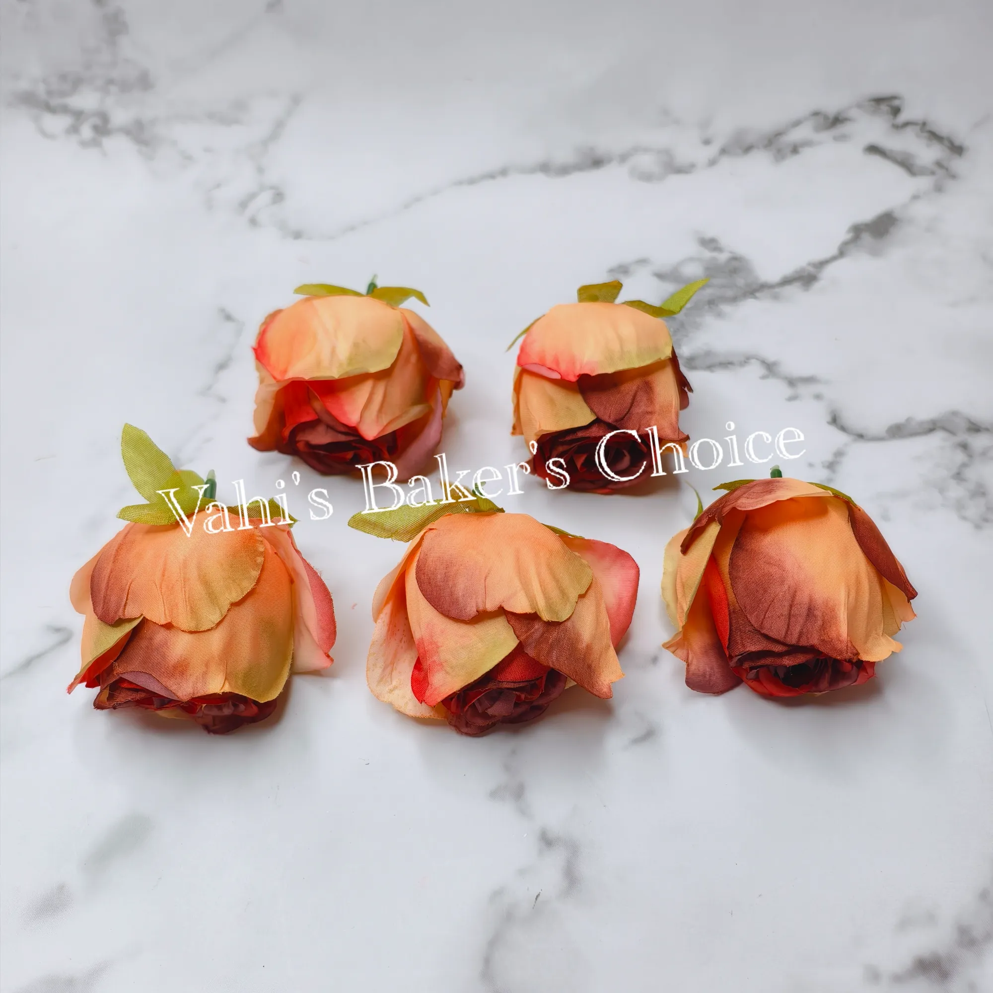 FL 6 cm Peach Brown Rose Head