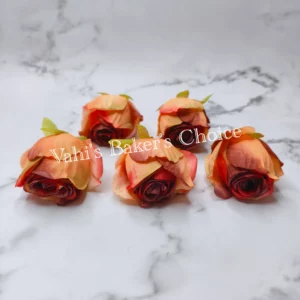 FL 6 cm Peach Brown Rose Head