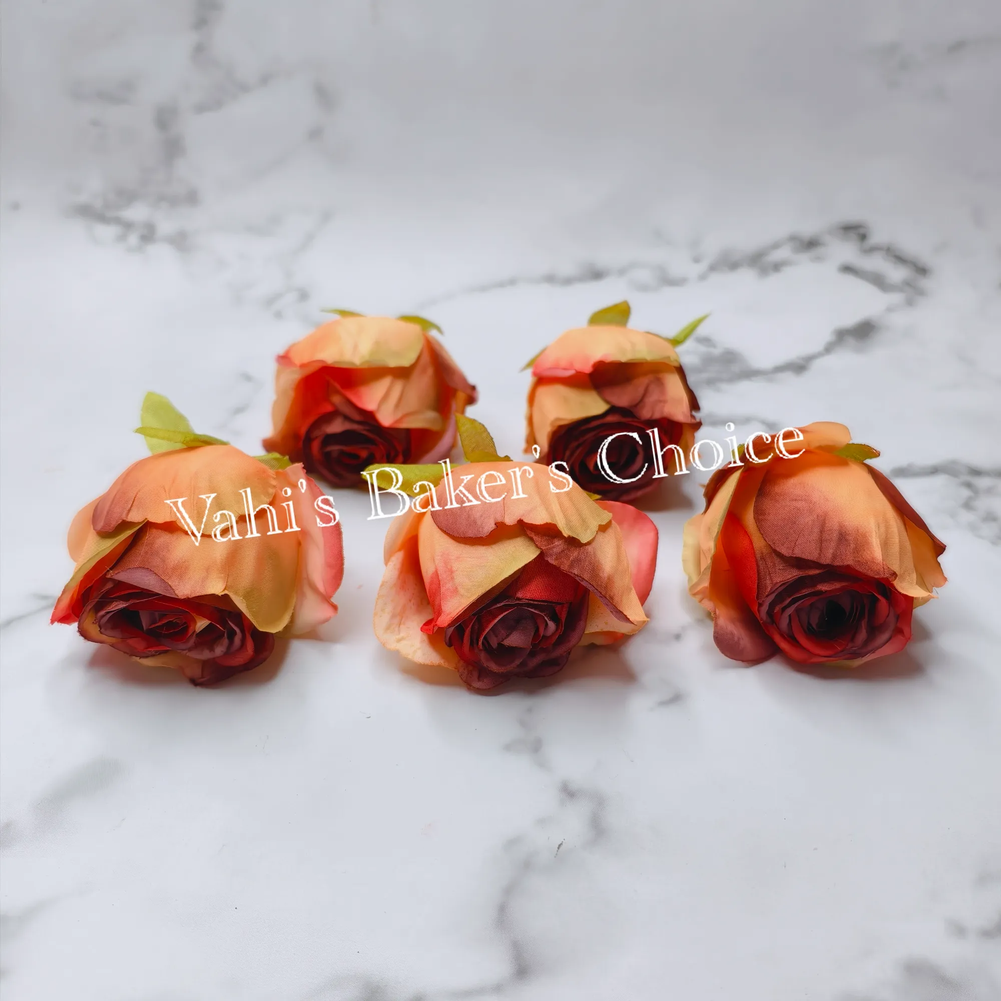 FL 6 cm Peach Brown Rose Head