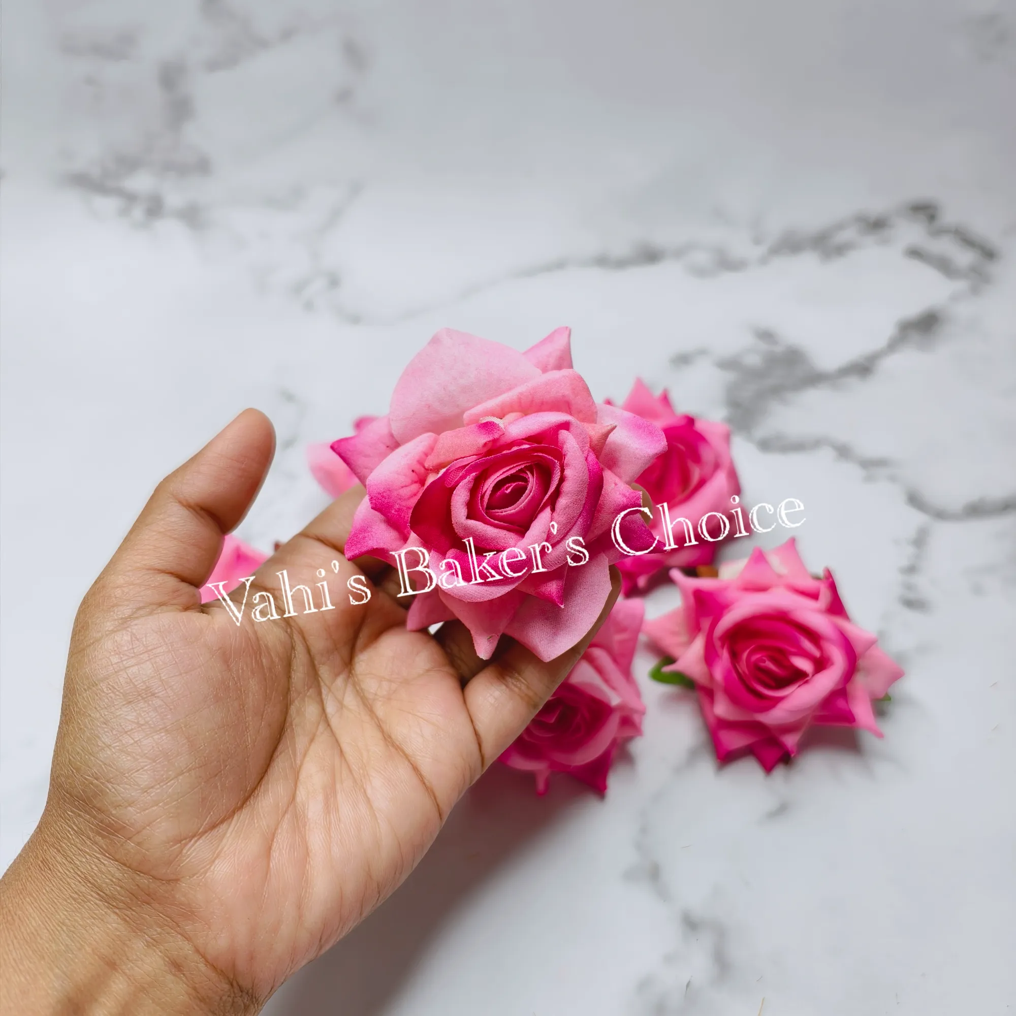 FL 6 cm Shaded Pink Velvet Rose Head