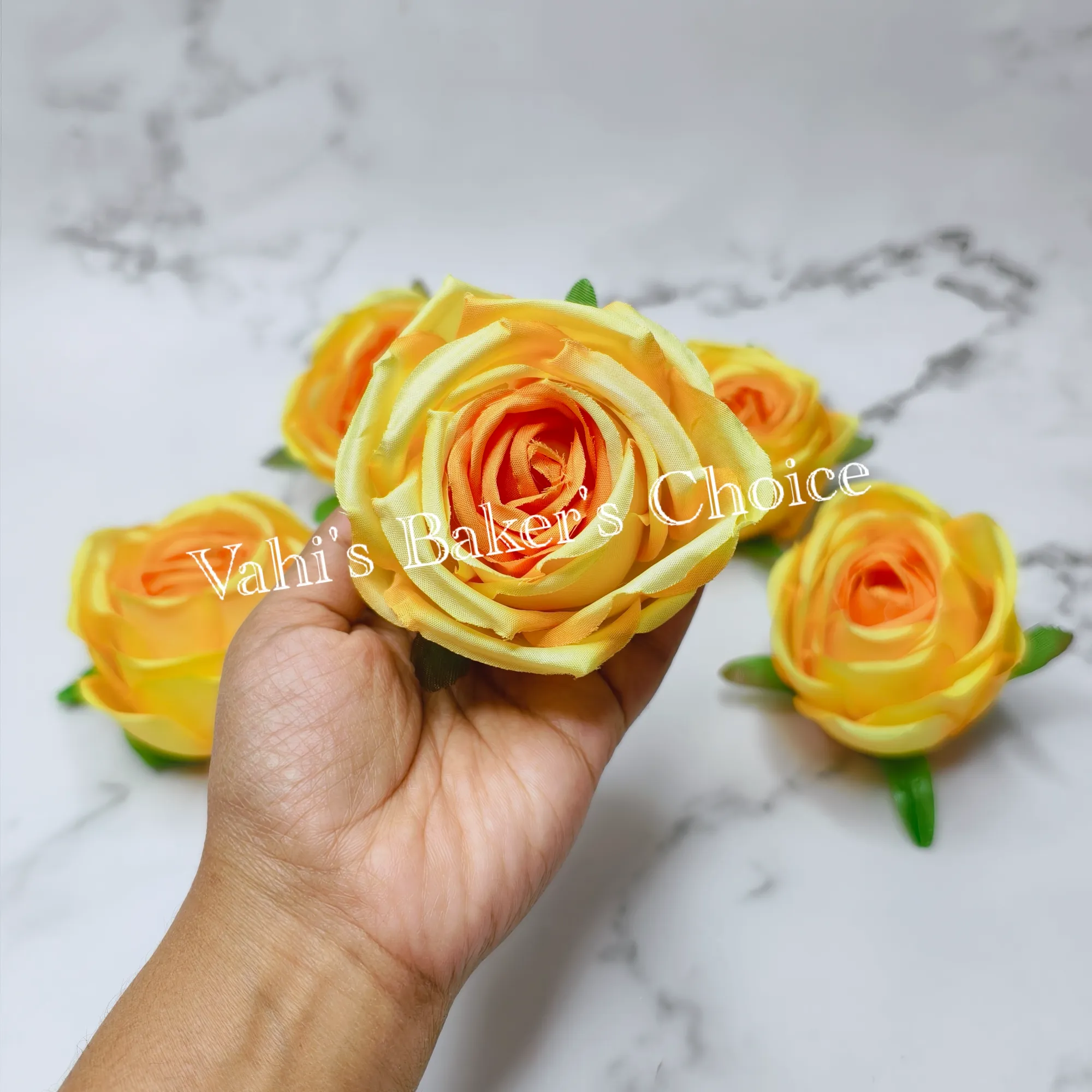 FL 7 cm Shaded Yellow Cabbage Rose Head