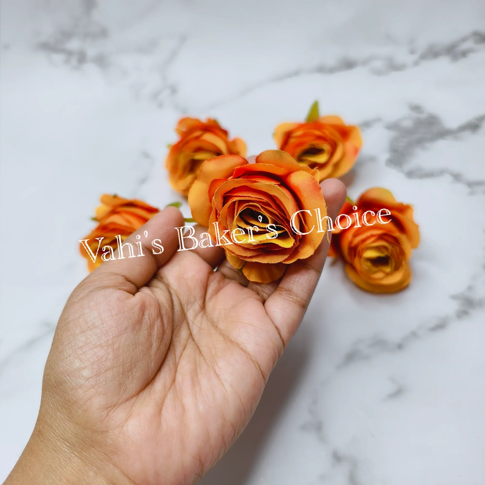 FL Orange 5 cm Rose Head