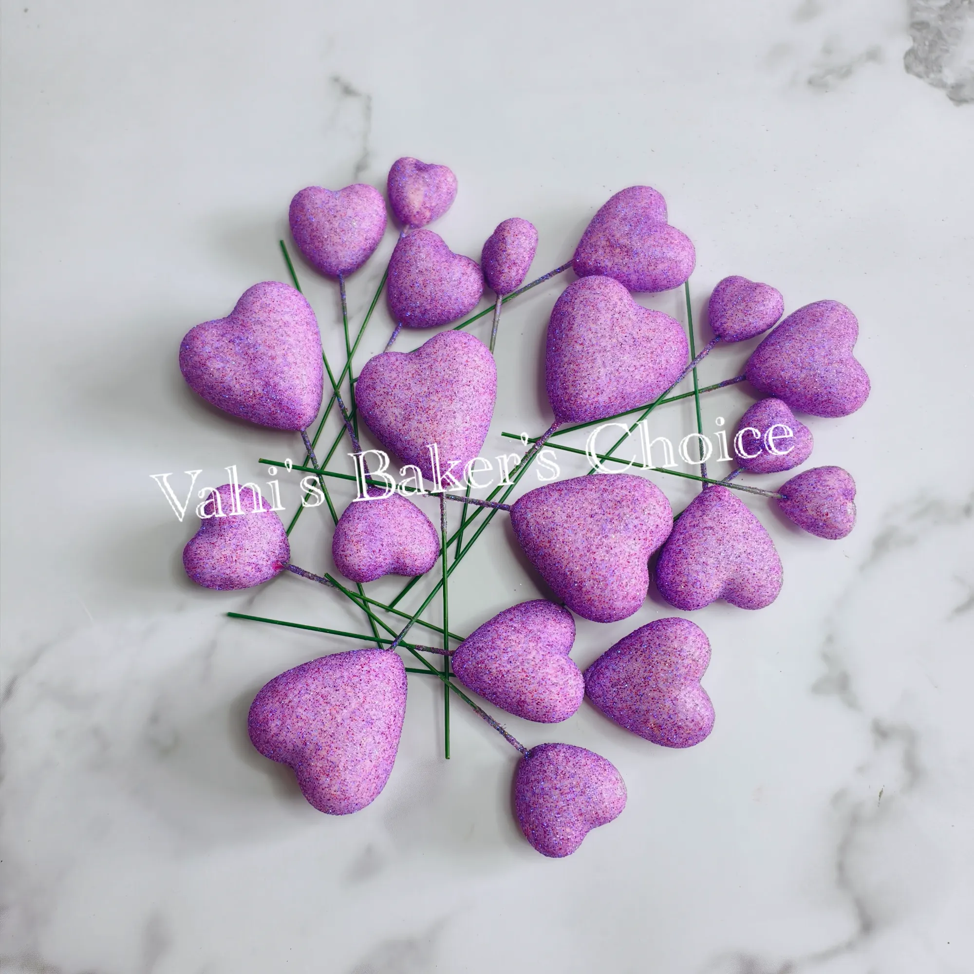 Faux Balls Glitter Heart Purple