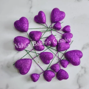 Faux Balls Glitter Heart Violet