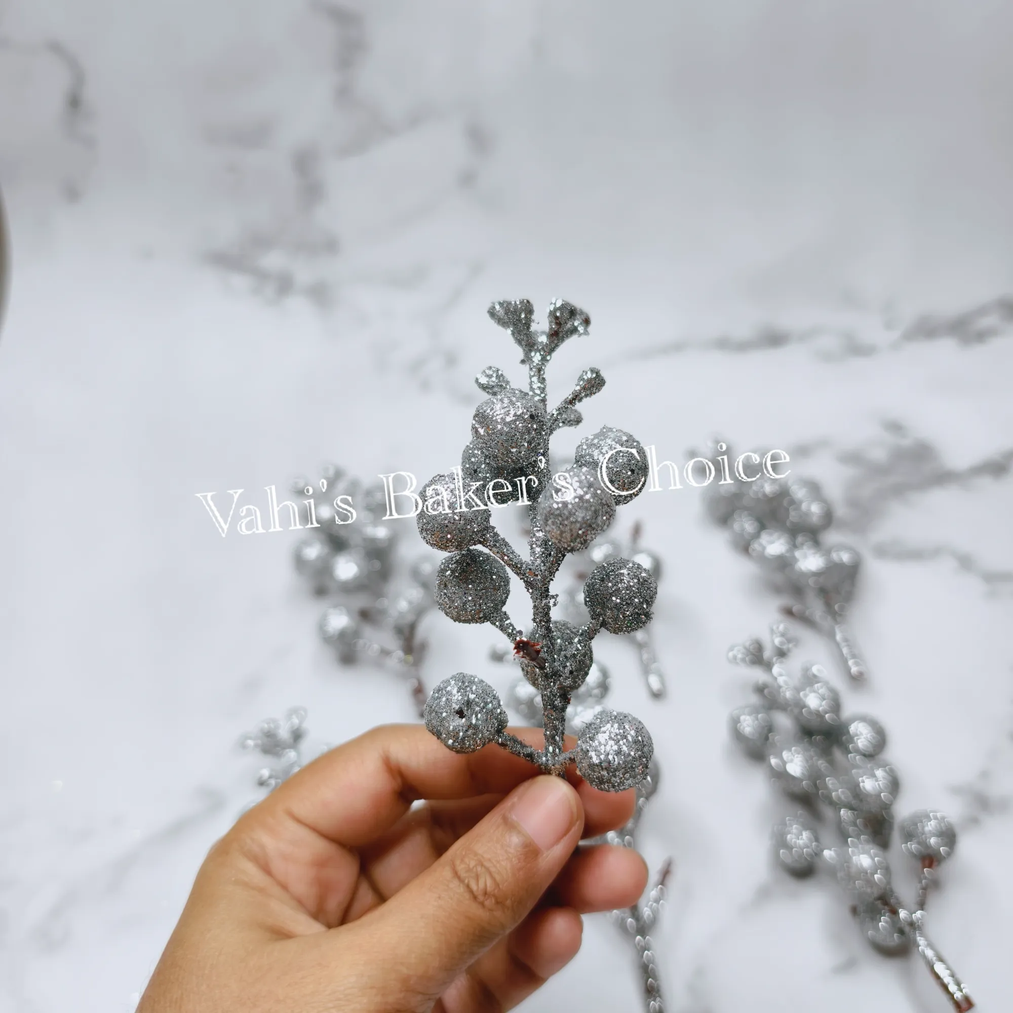 Silver Glitter Cherry Filler 1 bunch