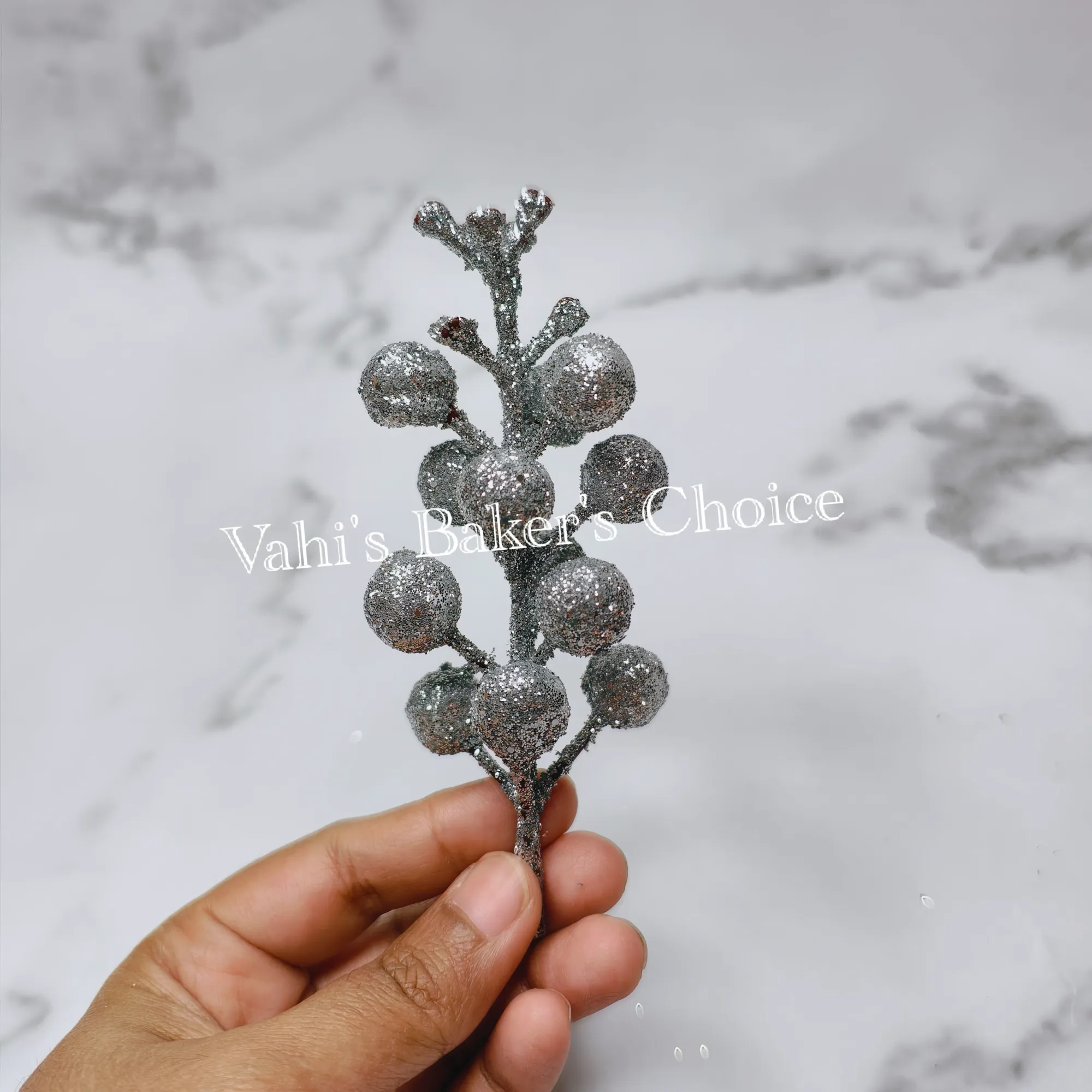 Silver Glitter Cherry Filler 1 bunch