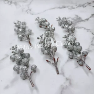 Silver Glitter Cherry Filler 1 bunch
