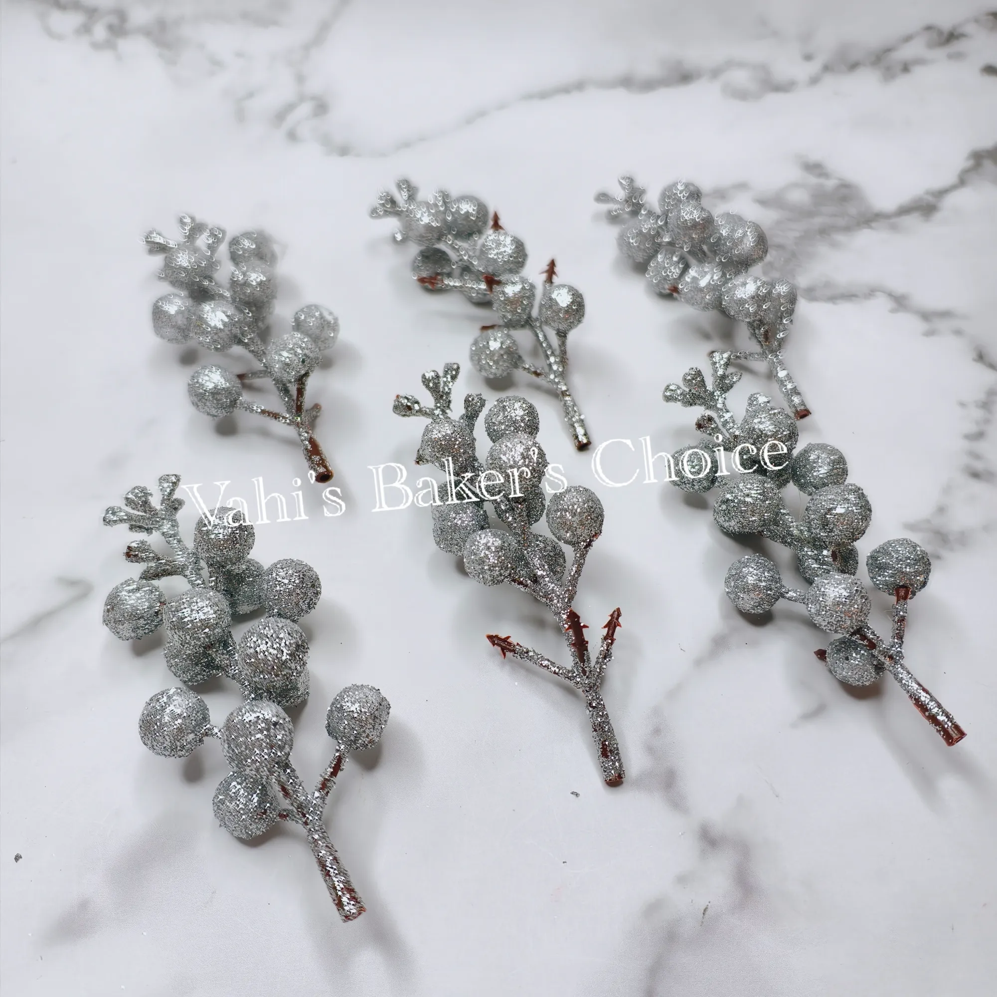 Silver Glitter Cherry Filler 1 bunch